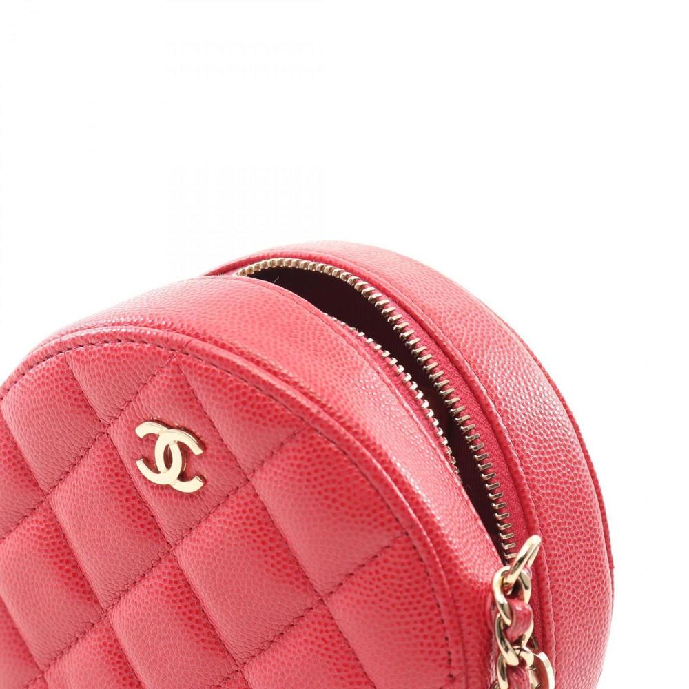 CHANEL Matelasse Round Mini Shoulder Bag Calfskin (Cowhide) Women's Red - Picture 8 of 10